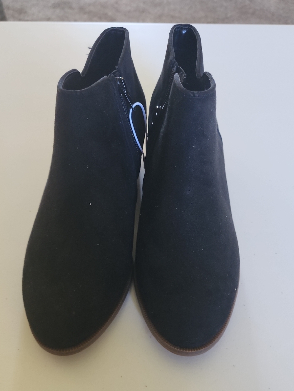 Amazon Essentials Black Suede Ankle Booties with Side Zip